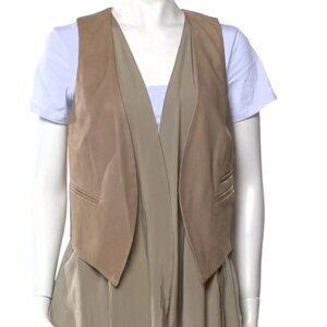 Brunello Cucinelli Leather Vest/Silk Sleeveless Attached Top S